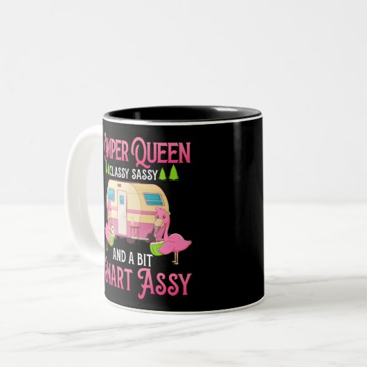 Camper Queen Classy Sassy Smart Funny Funny Girl Zweifarbige Tasse (Vorderseite Links)