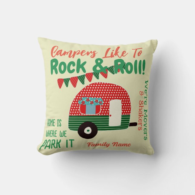 Camper Quotes Pillow - Retro rot grün Anpassbar Kissen (Vorderseite)
