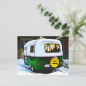Camper Retro Gone Camping Vintag Postkarte (Stehend Vorderseite)