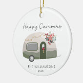 Camper Retro Green Christmas Keramik Ornament (Links)