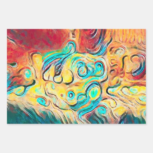 Camper Retro Hippie farbig Gelb Abstrakt Geschenkpapier Set (Vorderseite)