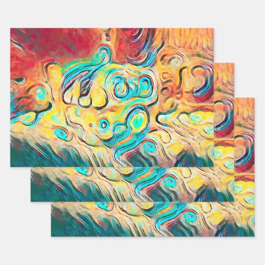 Camper Retro Hippie farbig Gelb Abstrakt Geschenkpapier Set (Set)