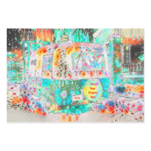 Camper Retro Hippie Green Groove und Vibe Pop Art