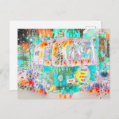 Camper Retro Hippie Groove und Vibe Pop Art Postkarte (Vorne/Hinten)