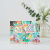 Camper Retro Hippie Groove und Vibe Pop Art Postkarte (Stehend Vorderseite)