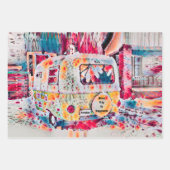 Camper Retro Hippie Road Reise zum Glück Freiheit Geschenkpapier Set (Vorderseite 2)