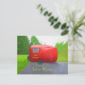 Camper Retro Holiday Red Green Vintag Moving Postkarte (Stehend Vorderseite)