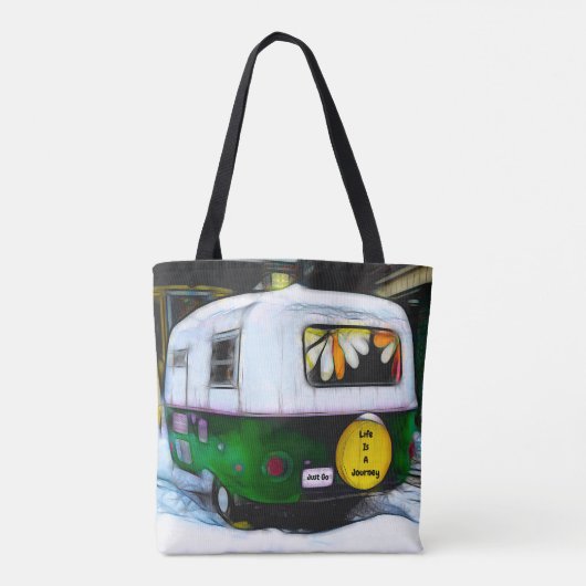 Camper Retro Leben ist eine Reise zu gehen Hippie Tasche (Rückseite)