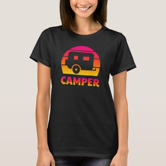 Camper Retro Sun - Camping Trailer Travel Fun T-Shirt (Vorderseite)