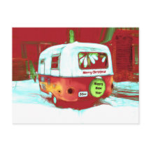 Camper Retro Weihnachten Roter grüner Vintager Url