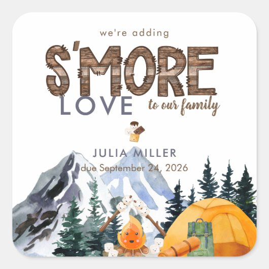 Camper | Rustic Baby Showfavorit Quadratischer Aufkleber (Vorderseite)