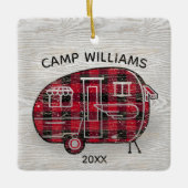 Camper Rustic Red Buffalo Kariert Familienname Xma Keramikornament (Vorderseite)