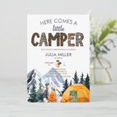 Camper | Rustikale Babydusche Einladung (Stehend Vorderseite)