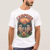 Camper Sloths Beer Campfire Spaß T-Shirt (Vorderseite)