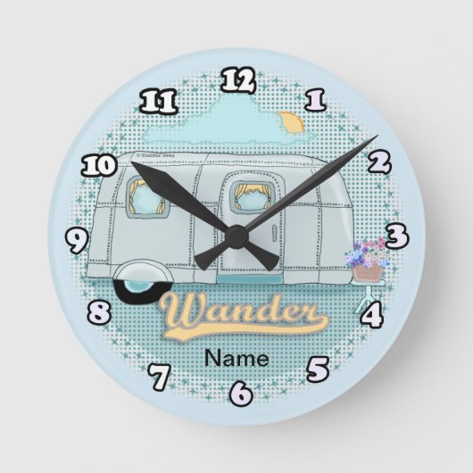Camper Trailer Clock  Runde Wanduhr (Vorderseite)
