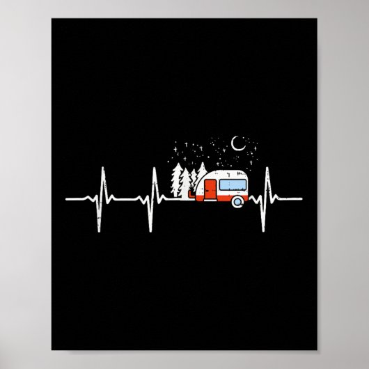 Camper Trailer Teardrop Heartbeat Rv Camping Poster (Vorne)