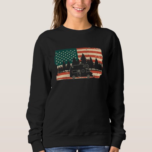Camper USA Flag Caravan - Funny Camping_1 Sweatshirt (Vorderseite)