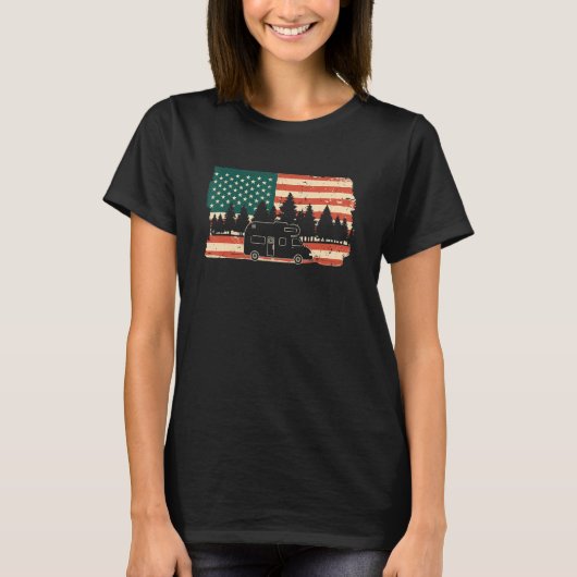 Camper USA Flag Caravan - Funny Camping_1 T-Shirt (Vorderseite)