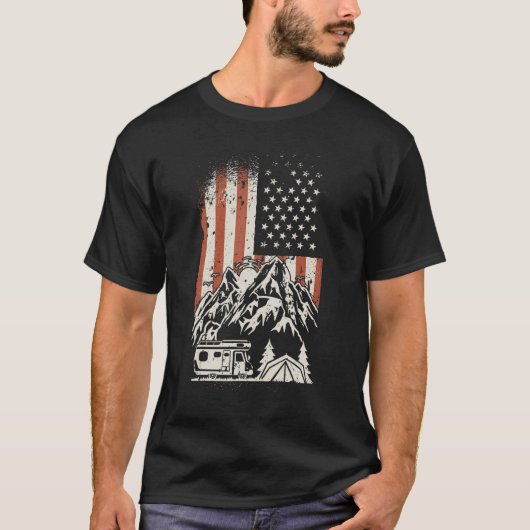 Camper USA Flag Caravan - Funny Camping T-Shirt (Vorderseite)