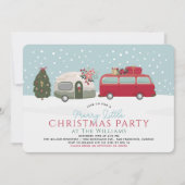 Camper Van Blue Merry Little Christmas Party Einladung (Vorderseite)