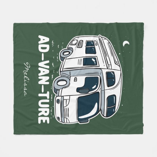 Camper Van Camping Adventure Gag Fleecedecke (Vorderseite (Horizontal))