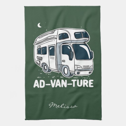 Camper Van Camping Adventure Geschirrtuch (Vertikal)