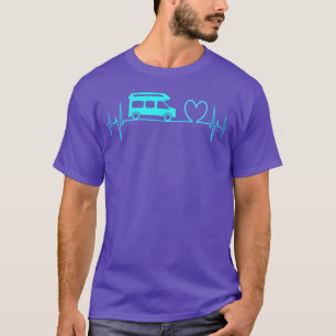 Camper Van Camping Ecg Herzschlag Herz Türkis f T-Shirt