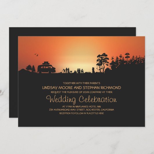 Camper van Camping Hochzeitseinladungen Einladung (Vorne/Hinten)