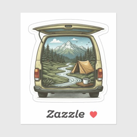 Camper Van Forest Vinyl Sticker | Die Cut Sticker (Blatt)