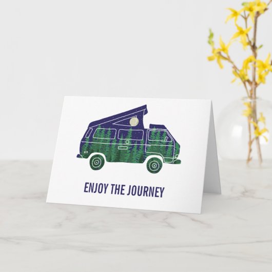 Camper Van mit Pop Up Zelt-Text Karte (Gelbe Blume)
