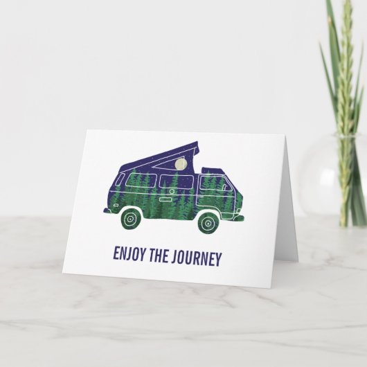 Camper Van mit Pop Up Zelt-Text Karte (Vorderseite)