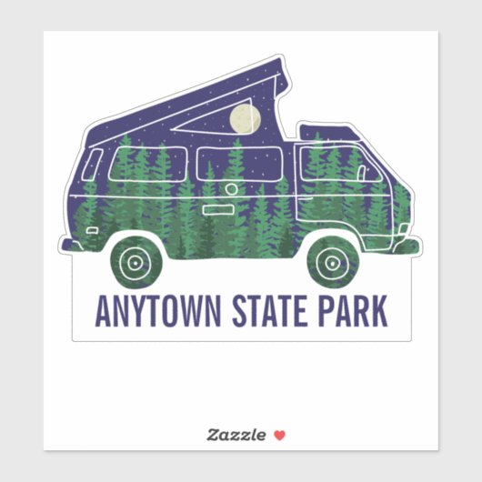 Camper Van mit Pop Up Zent-Text Grafik Aufkleber (Blatt)