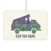 Camper Van mit Pop Up Zent-Text Grafik Autolufterfrischer (Vorderseite)
