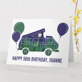 Camper Van mit Pop Up Zent-Textkarte Karte (Gelbe Blume)
