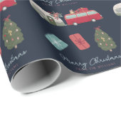 Camper Van Navy Blue Weihnachtsfeiertag Geschenkpapier (Rolleneckpunkt)