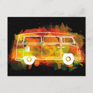 Camper Van Watercolor Black Postkarte