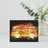 Camper Van Watercolor Black Postkarte (Stehend Vorderseite)