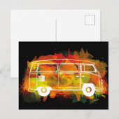 Camper Van Watercolor Black Postkarte (Vorne/Hinten)