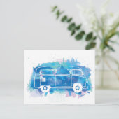 Camper Van Watercolor Postkarte (Stehend Vorderseite)