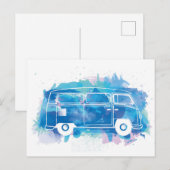 Camper Van Watercolor Postkarte (Vorne/Hinten)