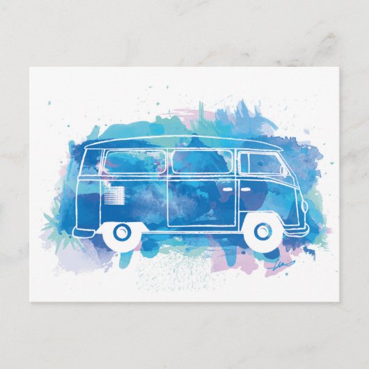 Camper Van Watercolor Postkarte (Vorderseite)