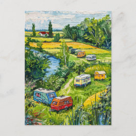 Camper Vans by Tulip Fields Fantasy Painting Postkarte