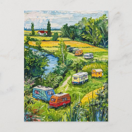 Camper Vans by Tulip Fields Fantasy Painting Postkarte (Vorderseite)