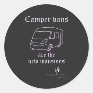 Camper Vans neue Häuser Lila Irid. Lg. Runder Aufkleber
