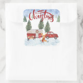 Camper Weihnachtsaufkleber Quadratischer Aufkleber (Tasche)