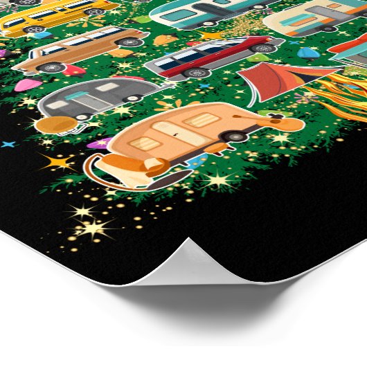 Camper Weihnachtsbaumfahrzeuge Camping Rving Poster (Ecke)