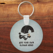 Camper, Zelt, Campfire und Ihr Text auf beiden Sei Schlüsselanhänger (Vorderseite)