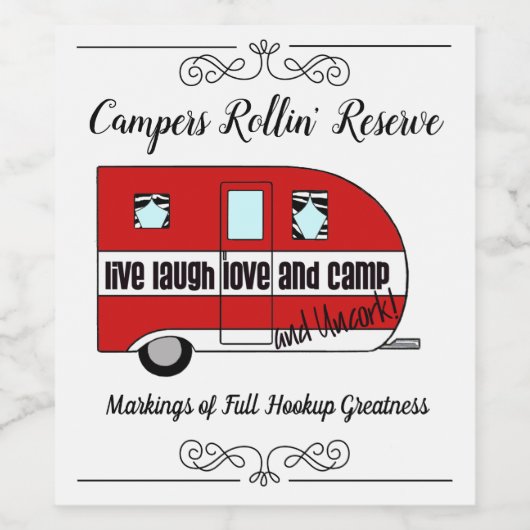 "Campers Rollin' Reserve" Weinetikett (Einzelnes Label)