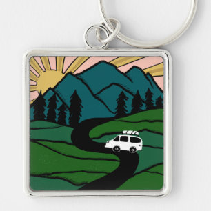 Campervan Berge Vanlife RV Sonnenaufgang Schlüsselanhänger