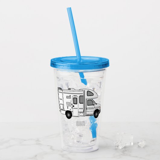 Campervan Cartoon Illustration Acryltrinkbecher (Vorderseite Ice)